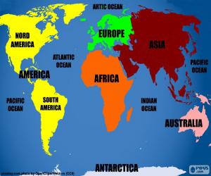 Puzzle Carte continents et océans